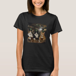 St Patricks Day Drickande Katter Leprechaun Hattar T Shirt