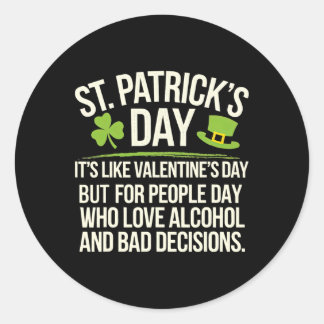 St. Patricks Day Drickande Män Kvinnor Roligt St P Runt Klistermärke