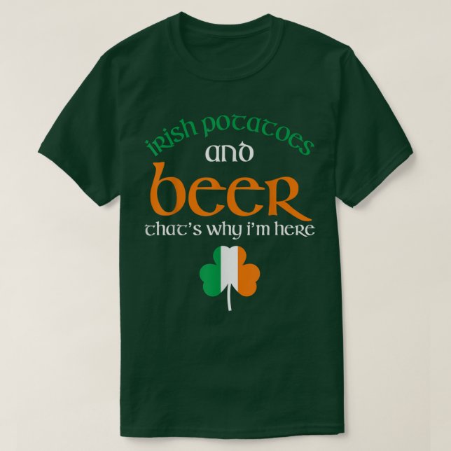 St patricks day Drinking Beer Funny Irish Potatis T Shirt (Design framsida)