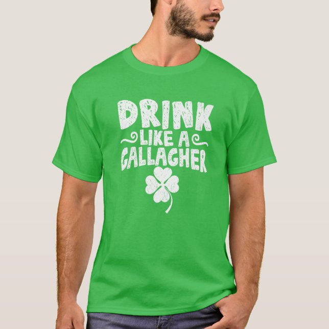 St. Patrick's Day Drinking Gallagher Irish Shamroc T Shirt (Framsida)