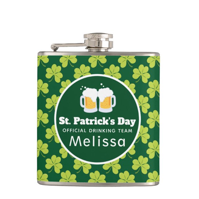 St. Patrick's Day Drinking Team Klöver Mönster Fickplunta (Framsidan)