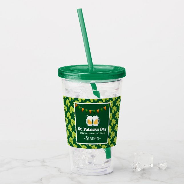 St. Patrick's Day Drinking Team Klöver Mönster Take Away Mugg (Framsida Ice)