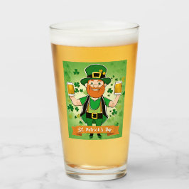 St. Patricks Day Dubbla fisted öl leprechaun Glaskopp