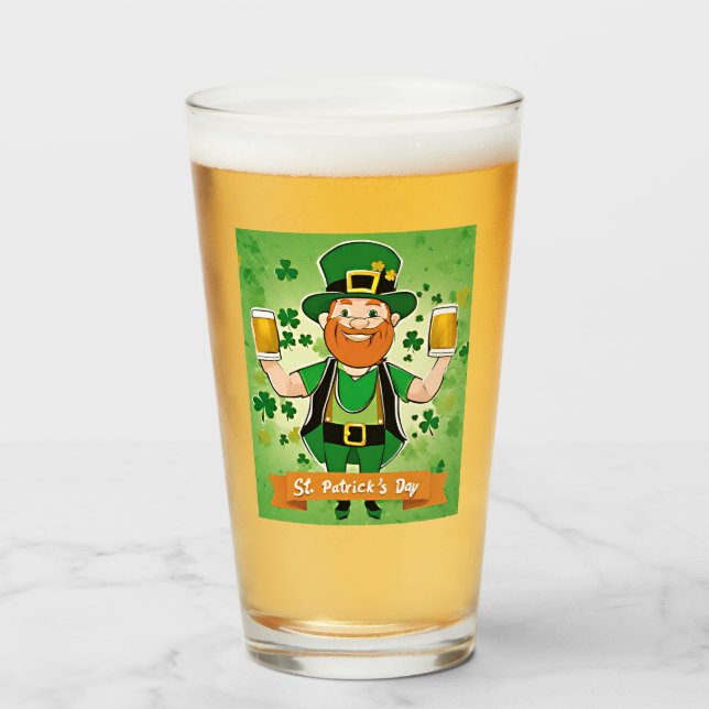 St. Patricks Day Dubbla fisted öl leprechaun Glaskopp (Framsida fylld)