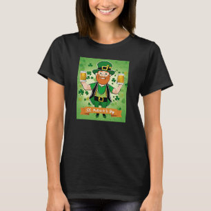St. Patricks Day Dubbla fisted öl leprechaun T Shirt
