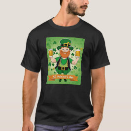 St. Patricks Day Dubbla fisted öl leprechaun T Shirt