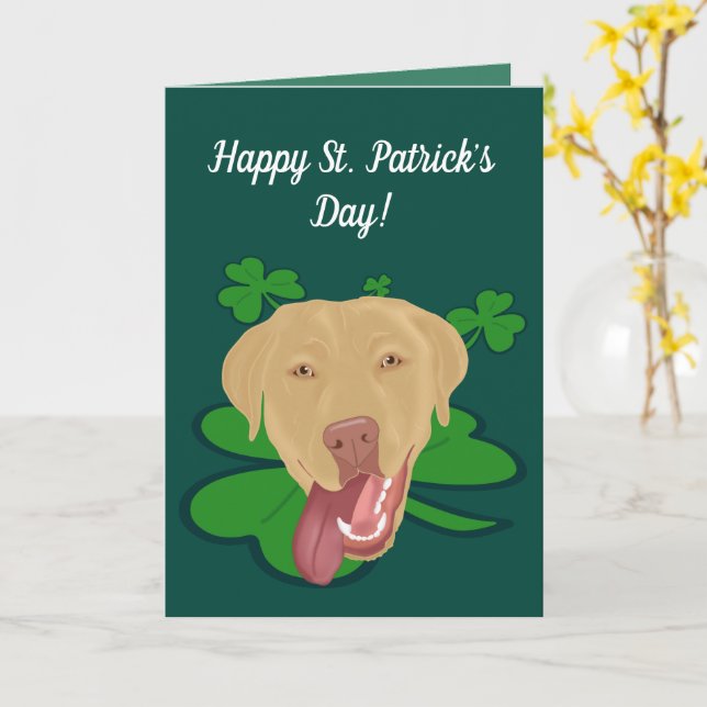 St. Patrick's Day Dudley Labrador Kort (Gul blomma)