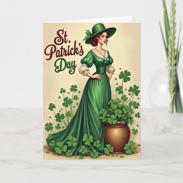St Patricks Day Emerald Gown Card Kort (Framsida)
