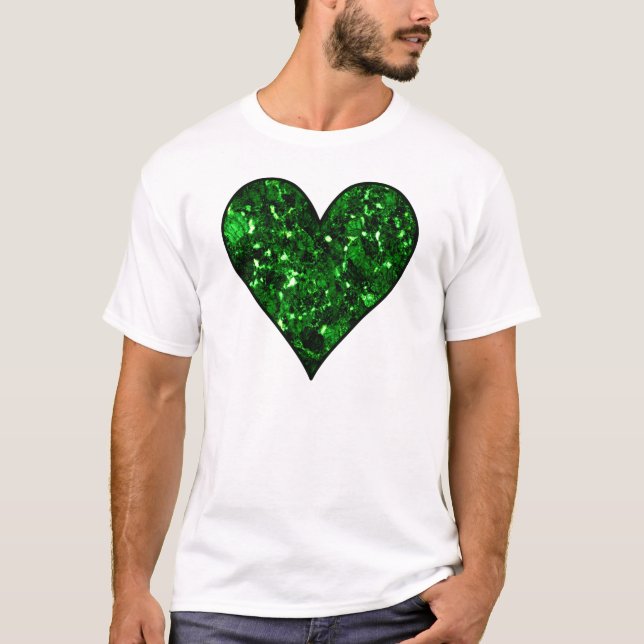 St. Patrick's Day Emerald Heart T Shirt (Framsida)