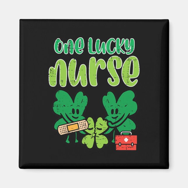 St Patricks Day En Lucky Nurse Shamrocks Scrubb Tr Magnet (Framsidan)