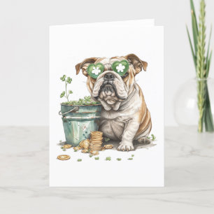 St. Patrick's Day Engelsk Bulldog Helgkort