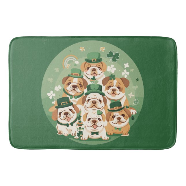 St. Patrick's Day English Bulldog Badrumsmatta (Framsidan)