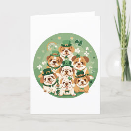St. Patrick's Day English Bulldog Helgkort