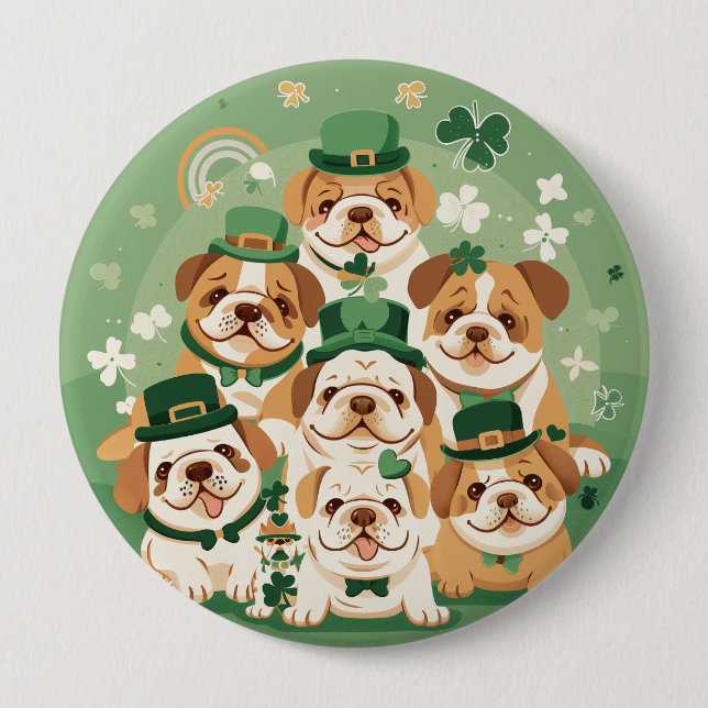St. Patrick's Day English Bulldog Knapp (Framsida)