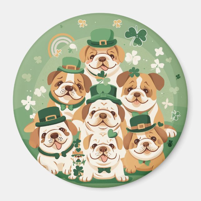 St. Patrick's Day English Bulldog Magnet (Framsidan)