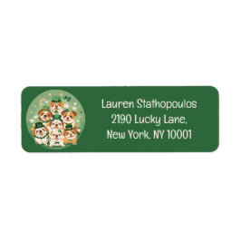 St. Patrick's Day English Bulldog Returadress Etikett