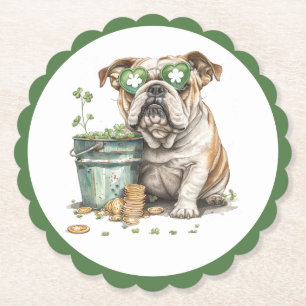 St. Patrick's Day English Bulldog Underlägg Papper