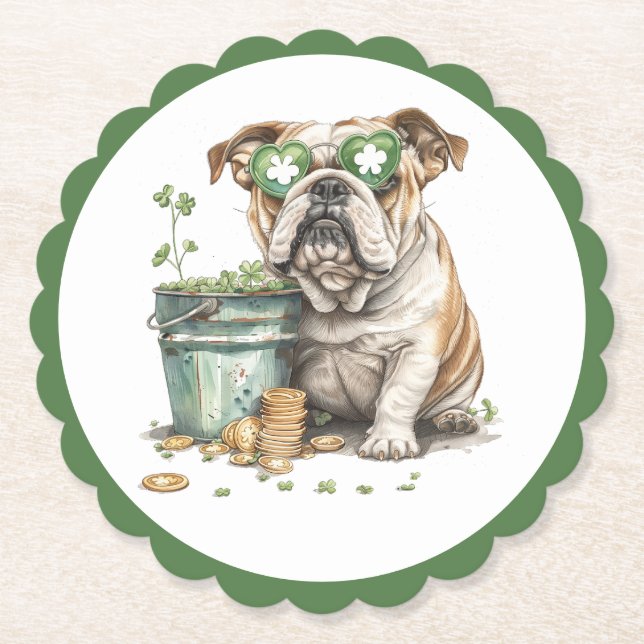 St. Patrick's Day English Bulldog Underlägg Papper (Framsida)