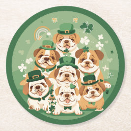 St. Patrick's Day English Bulldog Underlägg Papper Rund