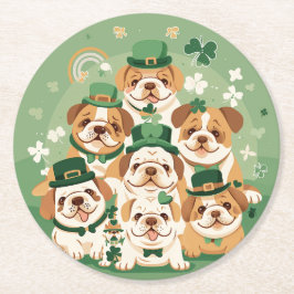 St. Patrick's Day English Bulldog Underlägg Papper Rund