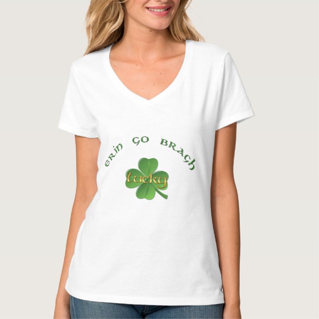 St. Patrick's Day - Erin Go Bragh Shamrock T Shirt (Framsida)