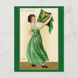 St. Patrick's Day Erin Go Bragh Vintage Dam Vykort