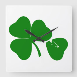 St patrick's day - få lyckliga 3 + 1 lämnar = 4 fyrkantig klocka