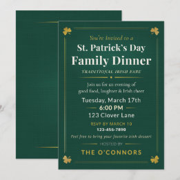 St. Patrick's Day Familjemiddag Traditionell Irlän Inbjudningar