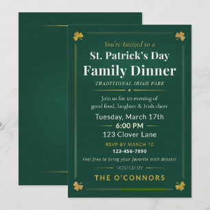 St. Patrick's Day Familjemiddag Traditionell Irlän Inbjudningar