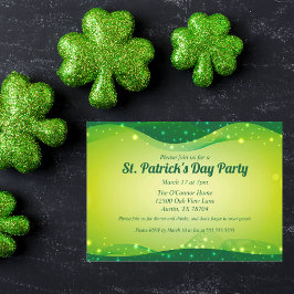 St. Patrick's Day Fancy Glitter Grön Anpassad Fest Inbjudningar