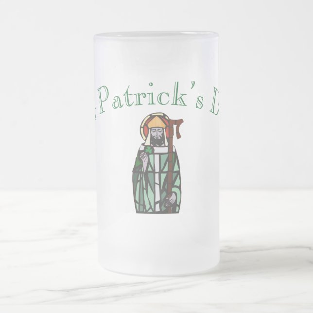 St Patricks Day Färgat Glasfönsterdesign  Frostat Ölglas (Center)