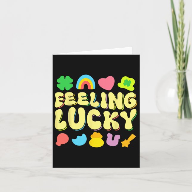 St patricks day Feeling Lucky Charm Irish Shamrock Kort (Framsida)