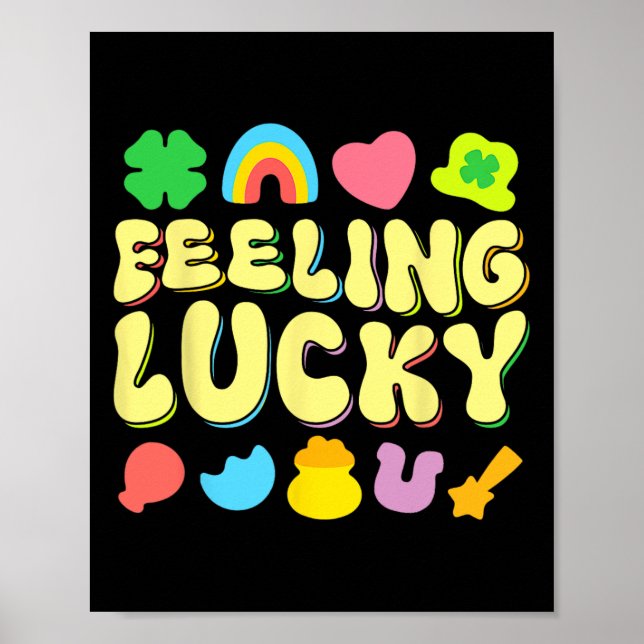 St Patricks Day Feeling Lucky Charm Irländsk Shamr Poster (Framsidan)