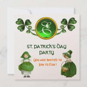 ST. PATRICK'S DAY FEST HELGRÖN SMARAGD MONOGRAM INBJUDNINGAR