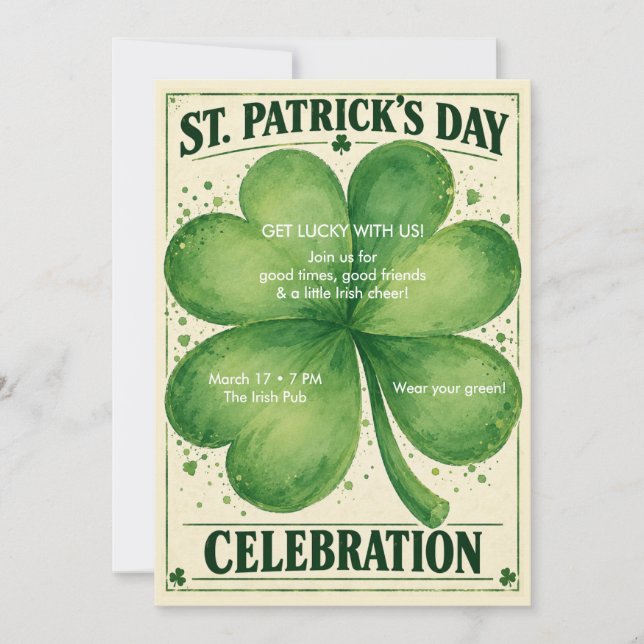 St. Patrick's Day-fest Invitation Inbjudningar (Framsida)