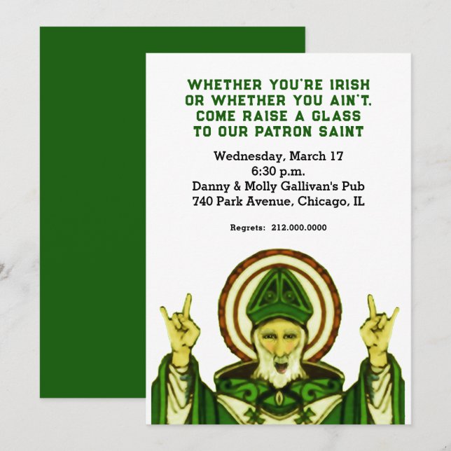 St. Patrick's Day-fest Invitation Inbjudningar (Fram/baksida)