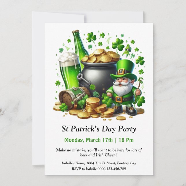 St. Patrick's Day-fest Invitation – Massor av öl  Inbjudningar (Framsida)