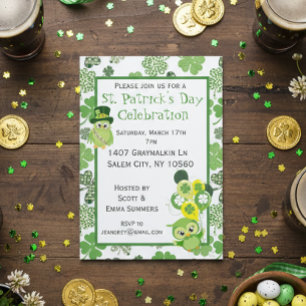 St. Patricks Day-fest Shamrock Grön Uggla Inbjudningar