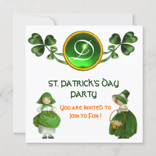 ST. PATRICK'S DAY FEST SPEGELGRÖN SMARAGD MONOGRAM INBJUDNINGAR