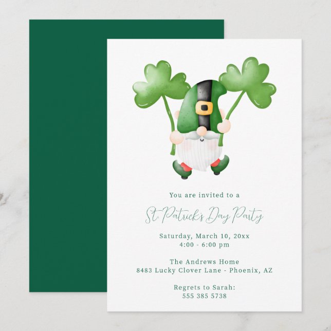 St. Patrick's Day Festlighetsinbjudan Inbjudningar (Fram/baksida)