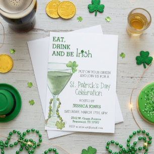 St. Patrick's Day Firande Kalas Vuxencocktail Inbjudningar