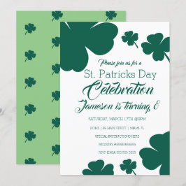 St. Patricks Day Firande Klöver Grönska Inbjudningar