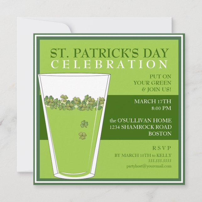 St. Patricks Day Firande Party Pint-inbjudan Inbjudningar (Framsida)