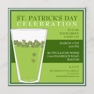 St. Patricks Day Firande Party Pint-inbjudan Inbjudningar