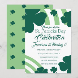 St. Patricks Day Firande Shamrock Grön Regnbåge Inbjudningar