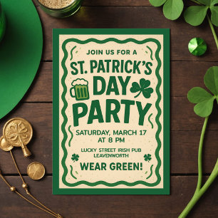 St Patricks Day-firande Vintage irländsk pub Grönt Inbjudningar