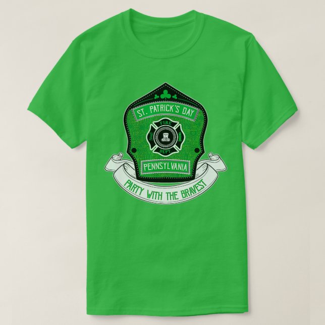 St patricks day Firefighter Pennsylvania Modigare  T Shirt (Design framsida)