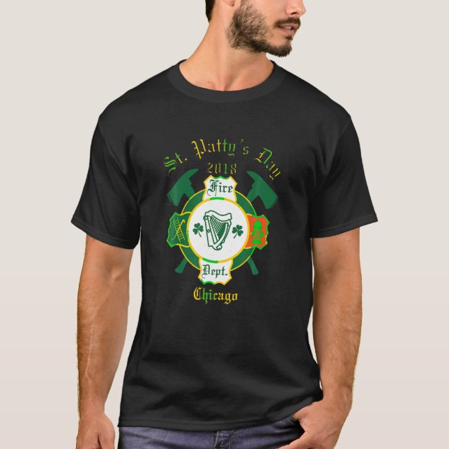 St patricks day Firefighter Shirts Chicago Fire De T Shirt (Framsida)