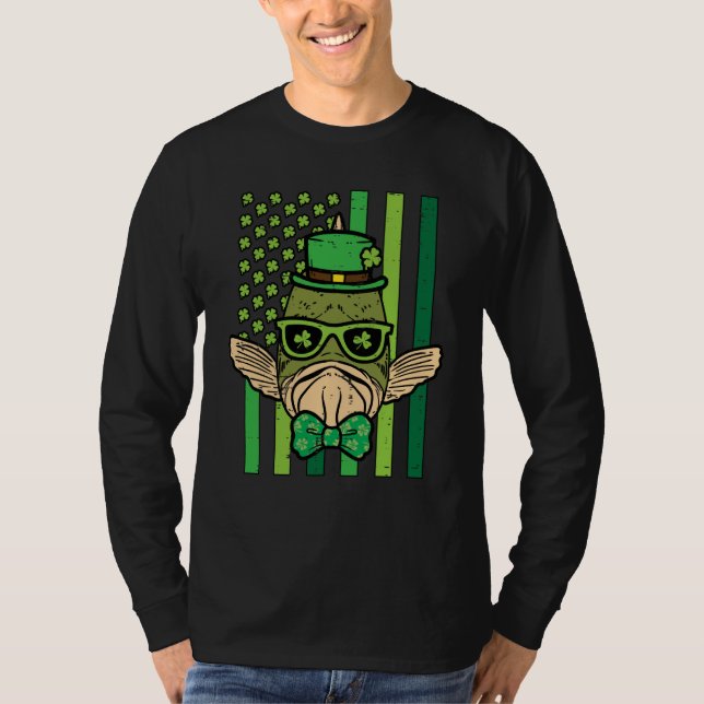 St Patricks Day Fish US Flag Saint Pattys Paddys M T Shirt (Framsida)