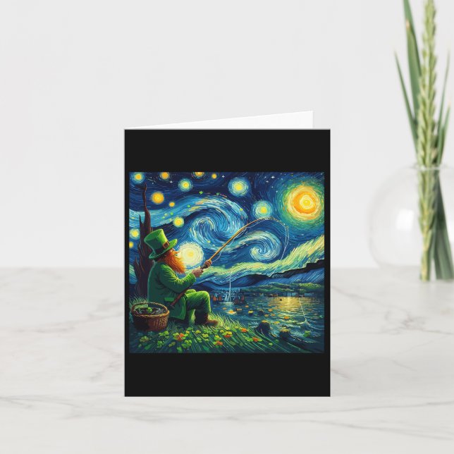 St patricks day Fishing Irish Leprechaun Starry Ni Kort (Framsida)